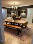 Dining room with wide plank Ash solid wood flooring