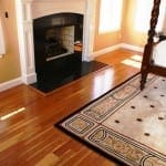 Cherry wood flooring with both lighter sapwood and darker heartwood.