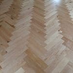 herringbone patter floor made from hard maple sap/heart blend